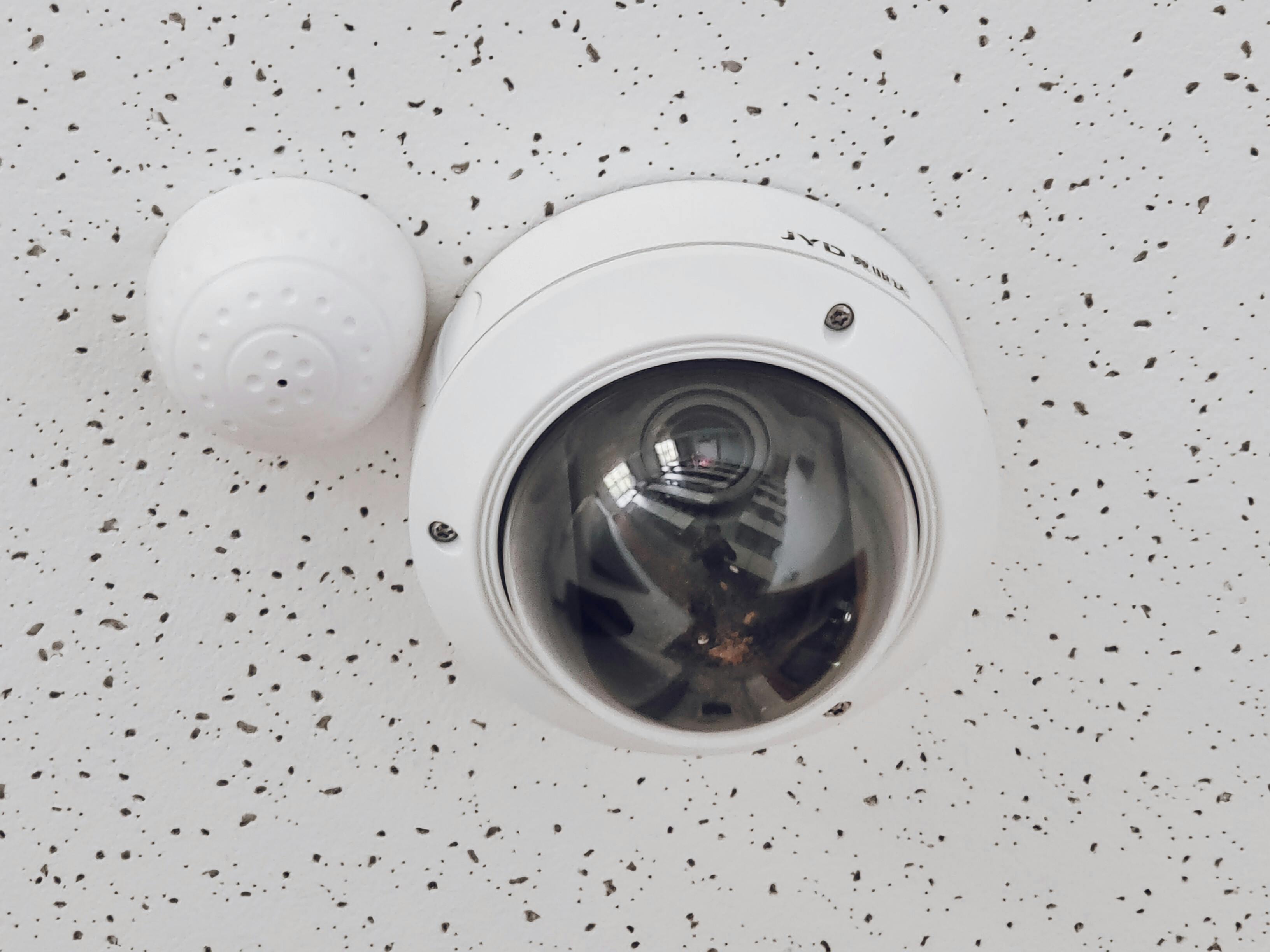 Dome camera on ceiling
